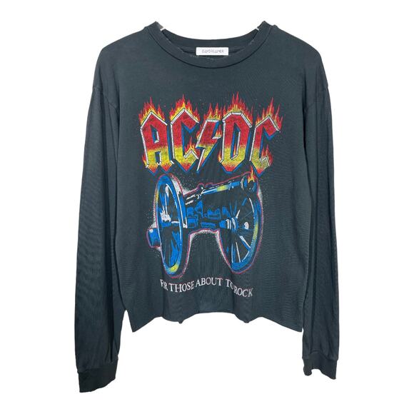 Daydreamer AC/DC For Those About To Rock Long Sleeve Tee Small Oversized Cropped - Picture 1 of 5